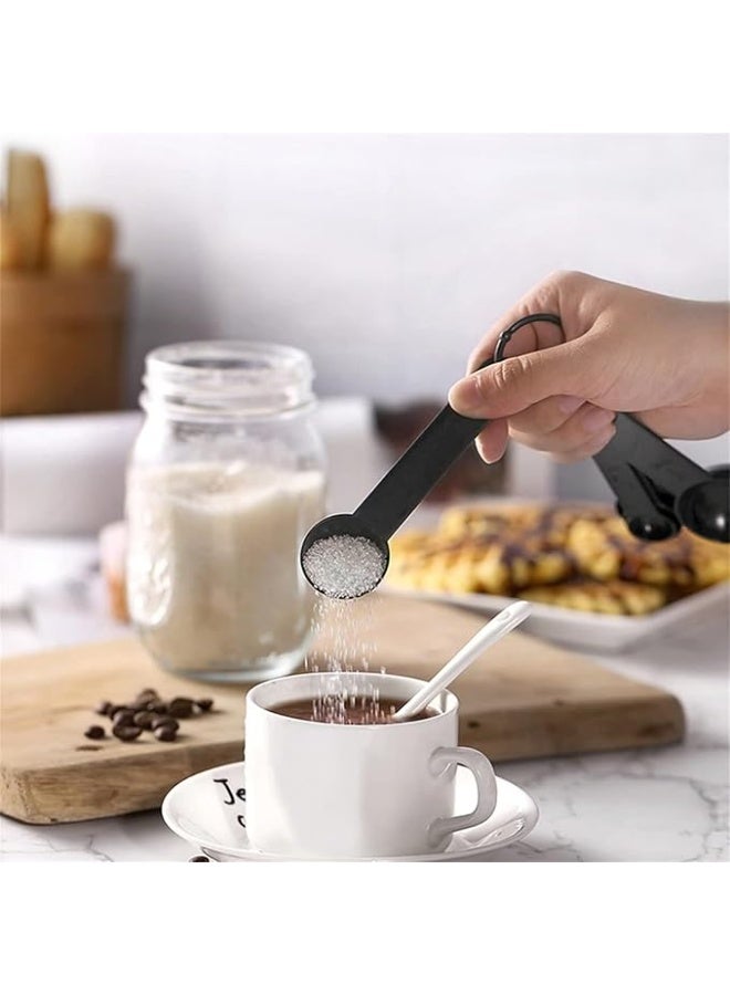 MunKan 9 Piece Measuring Cups and measuring spoons set, Great for Dry and Liquid Ingredients, Small Teaspoon with Plastic Head . ( Grey ) - Image 3